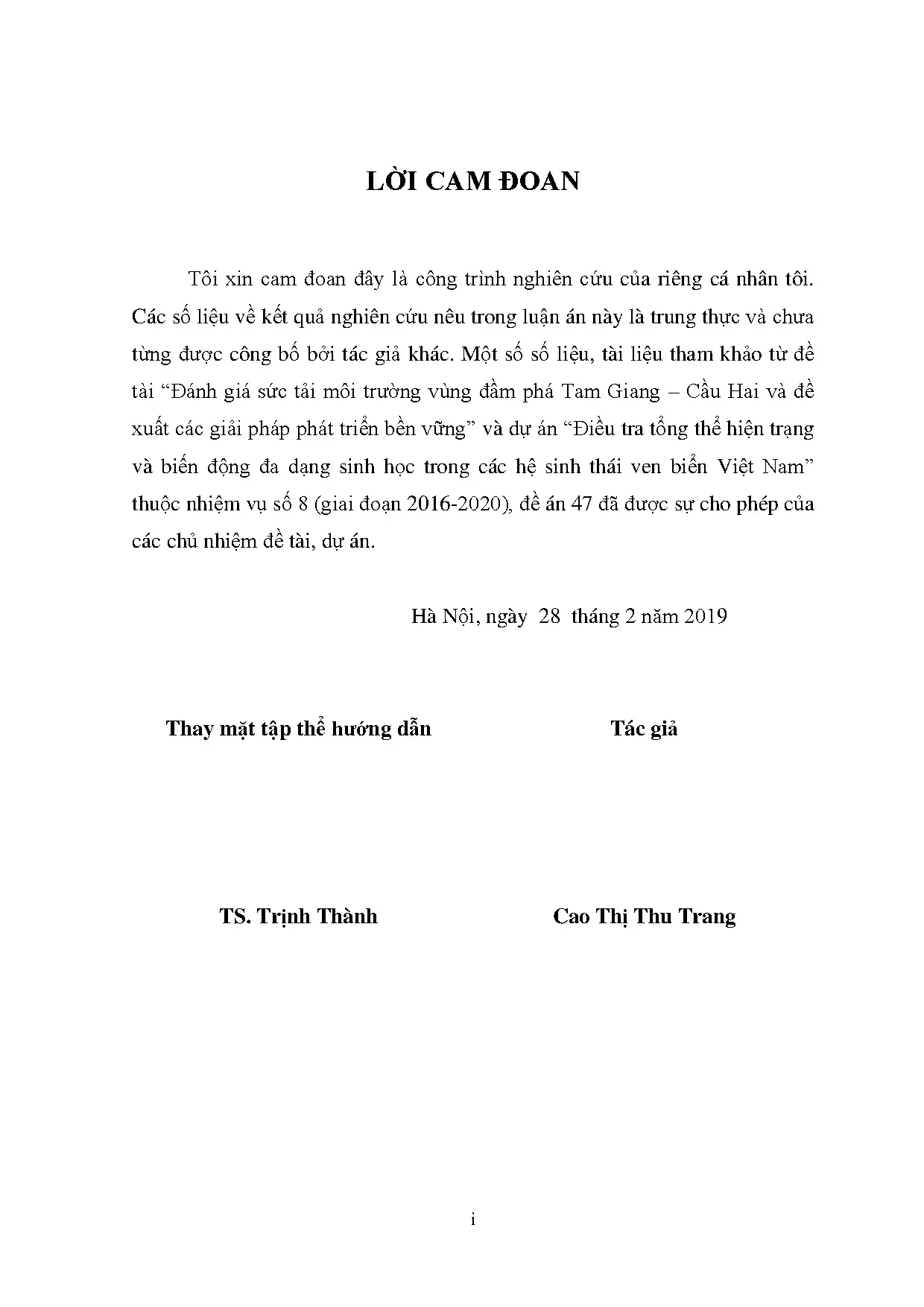 Đánh giá sức tải môi trường đầm phá Tam Giang - Cầu Hai