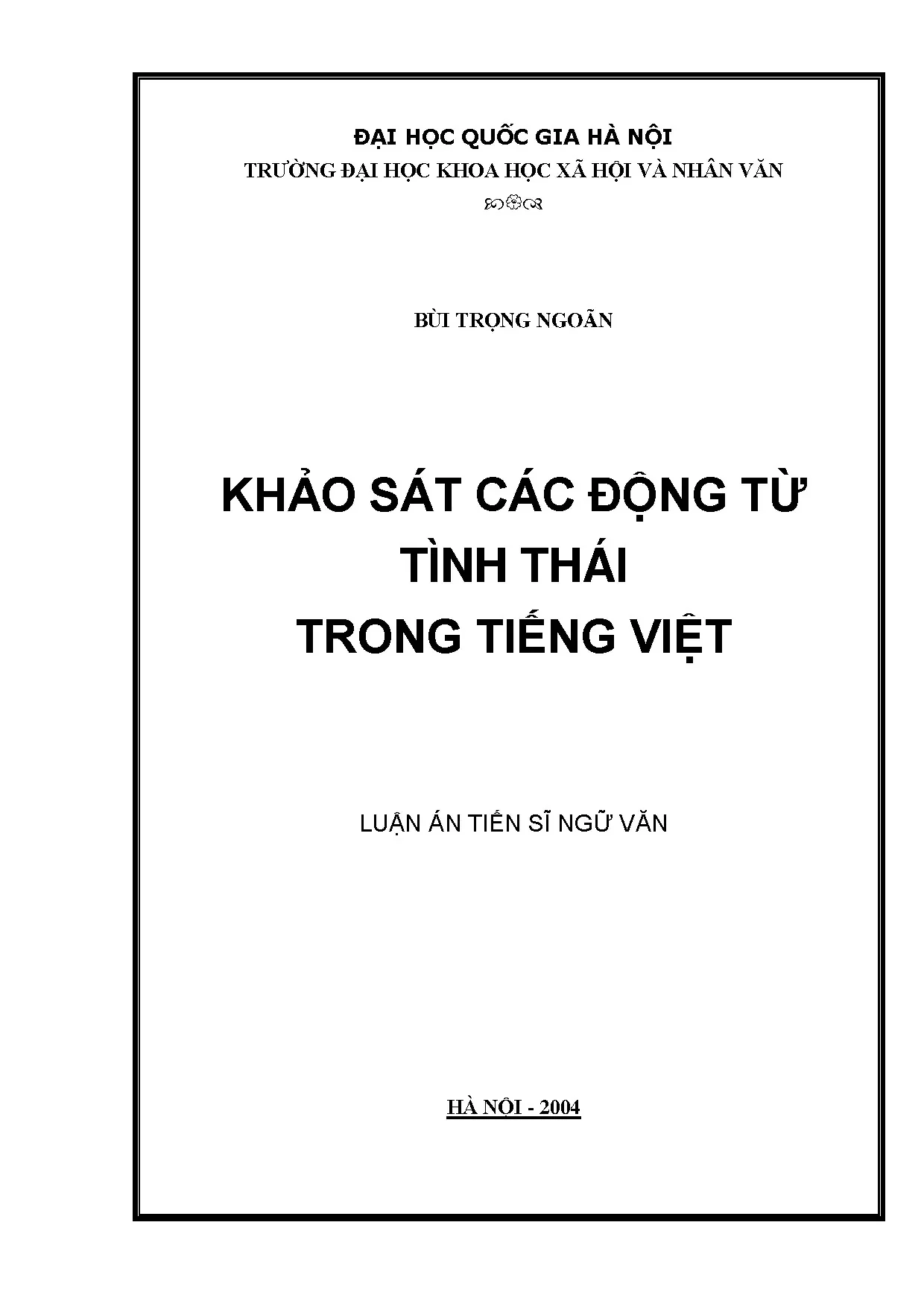 Luận án tiến sĩ khảo sát các động từ tình thái trong tiếng v