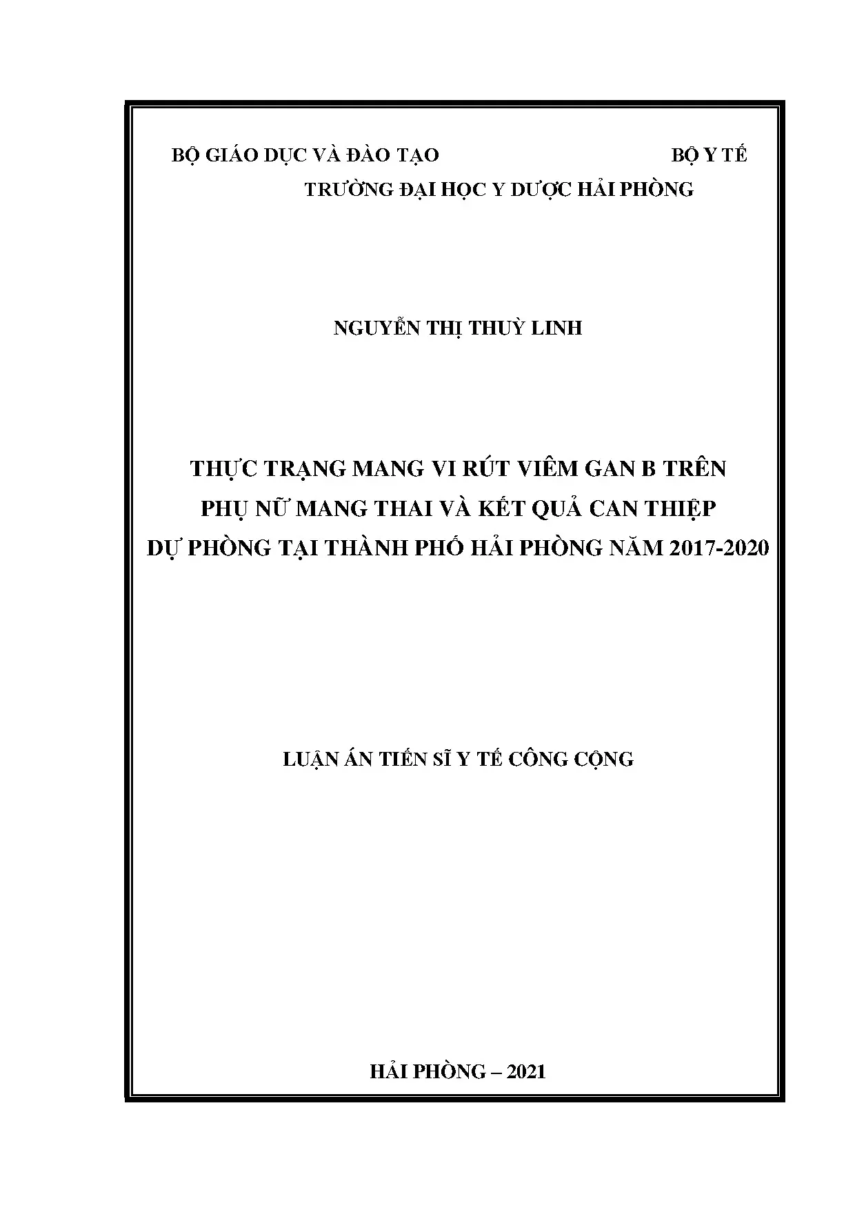 Viêm gan B thai phụ & dự phòng tại Hải Phòng (2017-2020)