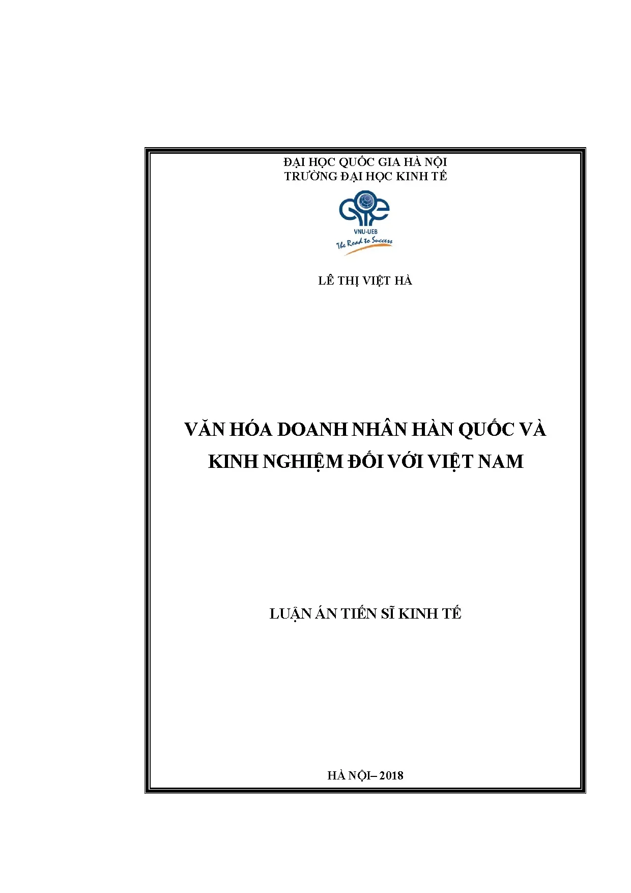 Luận án tiến sĩ văn hoá doanh nhân hàn quốc và kinh nghiệm đ