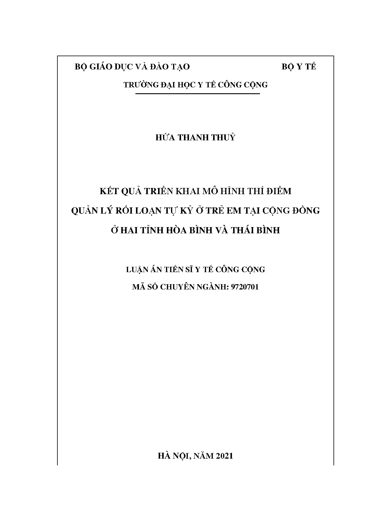 Kết quả triển khai mô hình quản lý rối loạn tự kỷ ở trẻ em tại cộng đồng