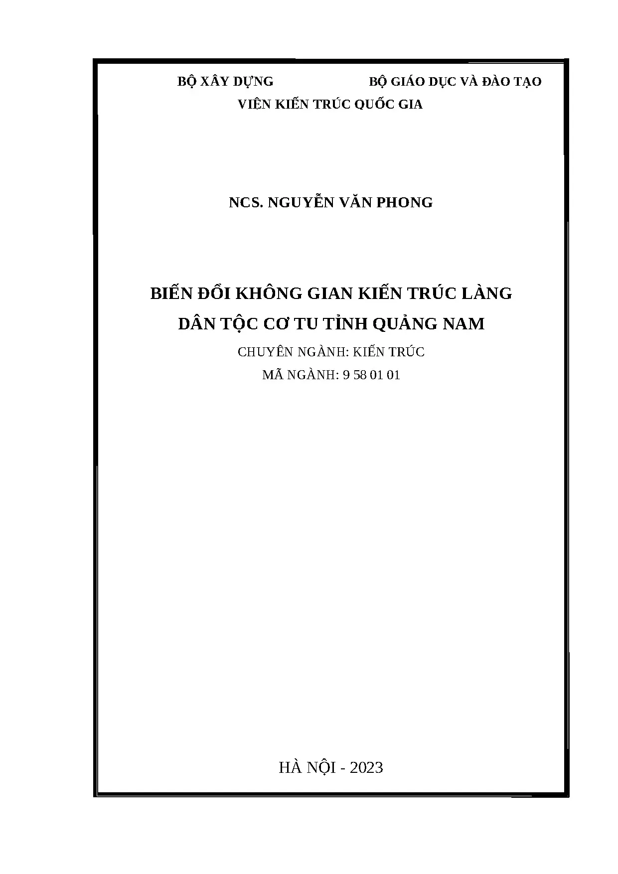 Biến đổi kiến trúc làng Cơ Tu Quảng Nam: Nghiên cứu & Định hướng