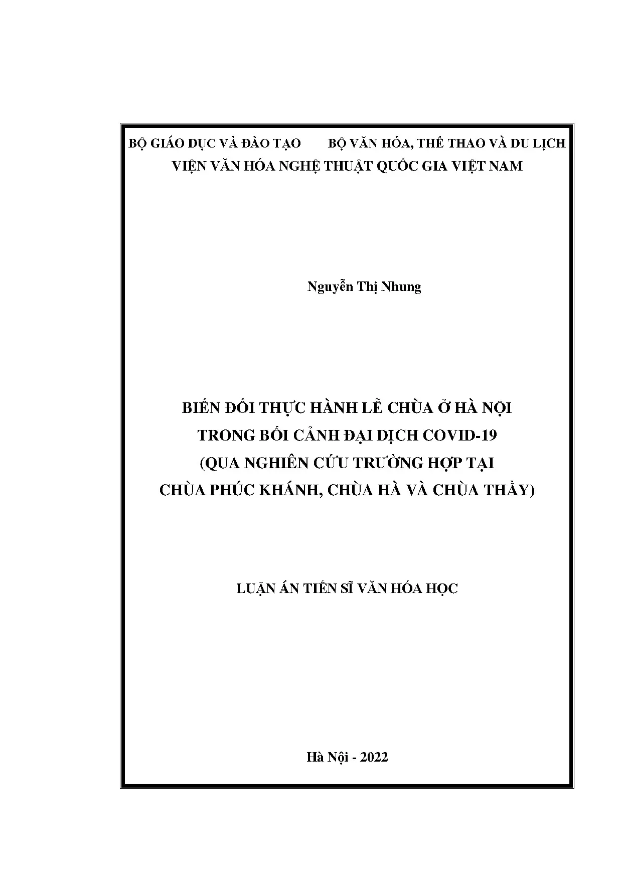 Luận án tiến sĩ biến đổi thực hành lễ chùa ở hà nội trong bố