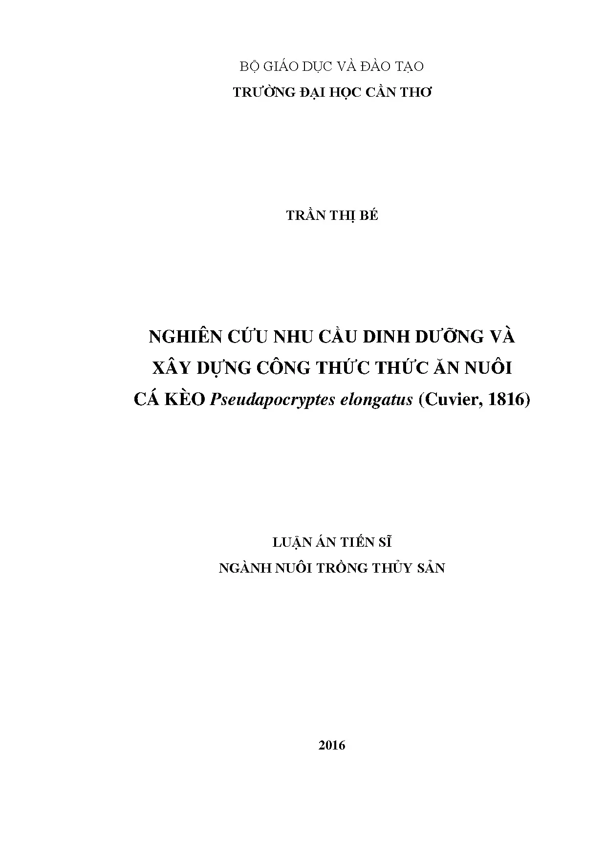 Nhu cầu dinh dưỡng & thức ăn nuôi cá kèo Pseudapocryptes elongatus