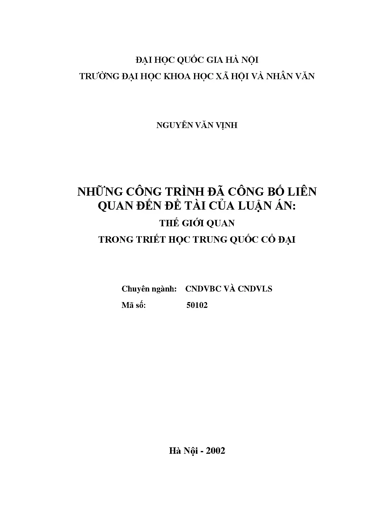 Luận án tiến sĩ thế giới quan trong triết học trung quốc cổ