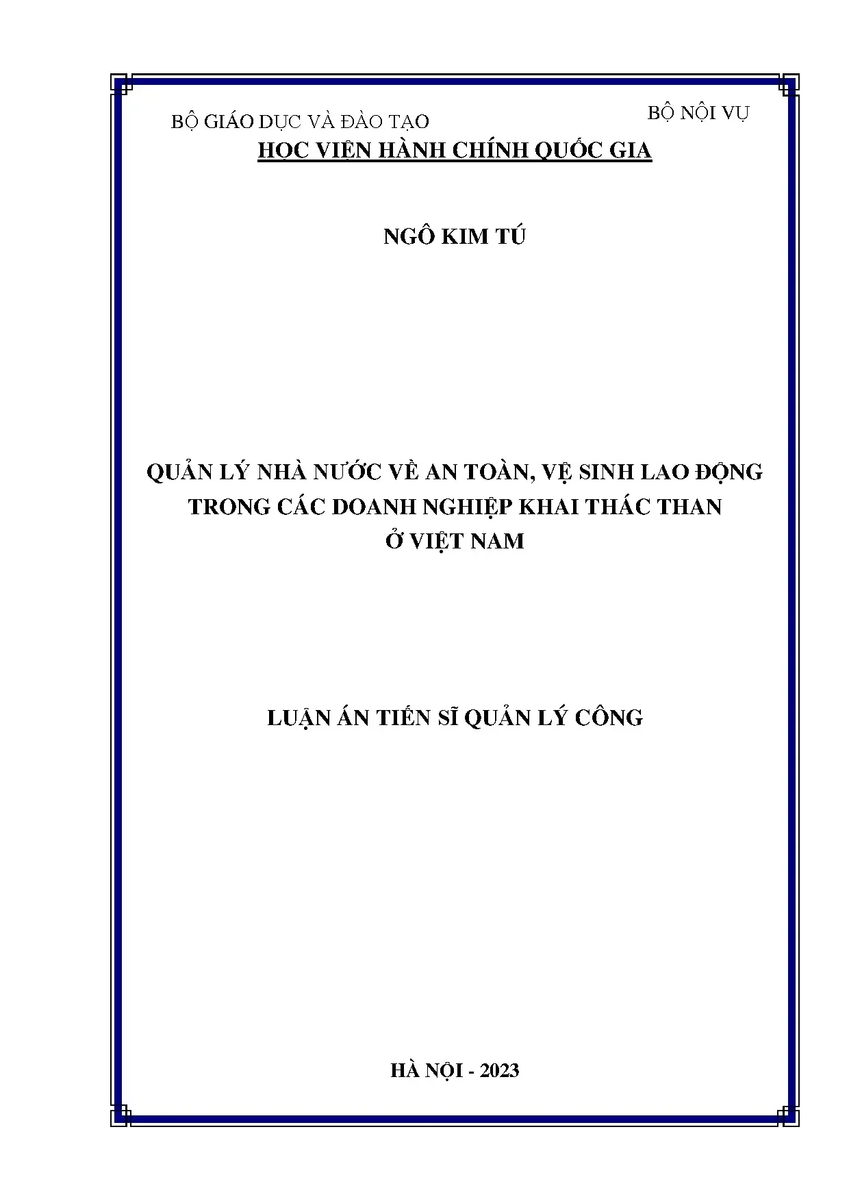 Quản lý nhà nước về ATVSLĐ trong khai thác than Việt Nam