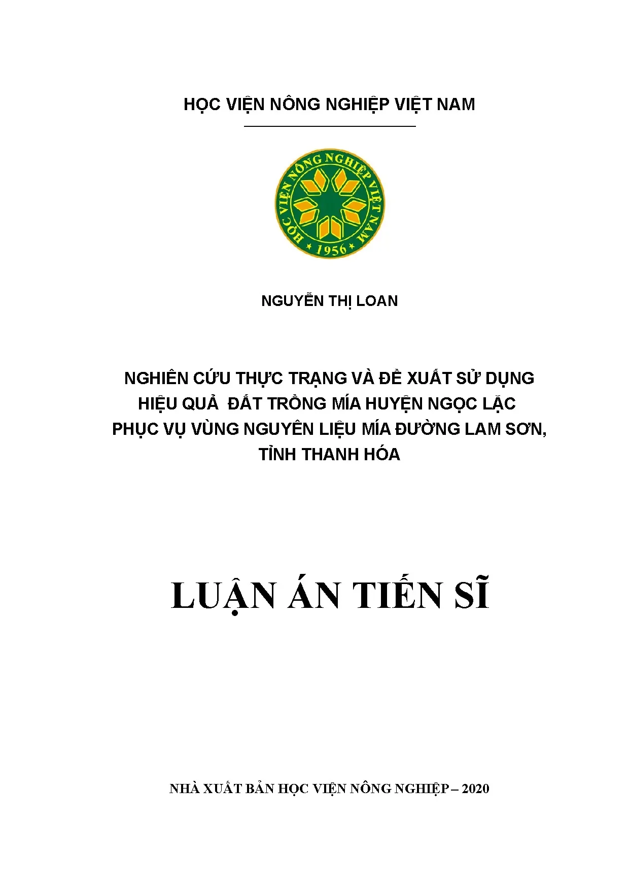 Nghiên cứu sử dụng hiệu quả đất trồng mía tại huyện Ngọc Lặc
