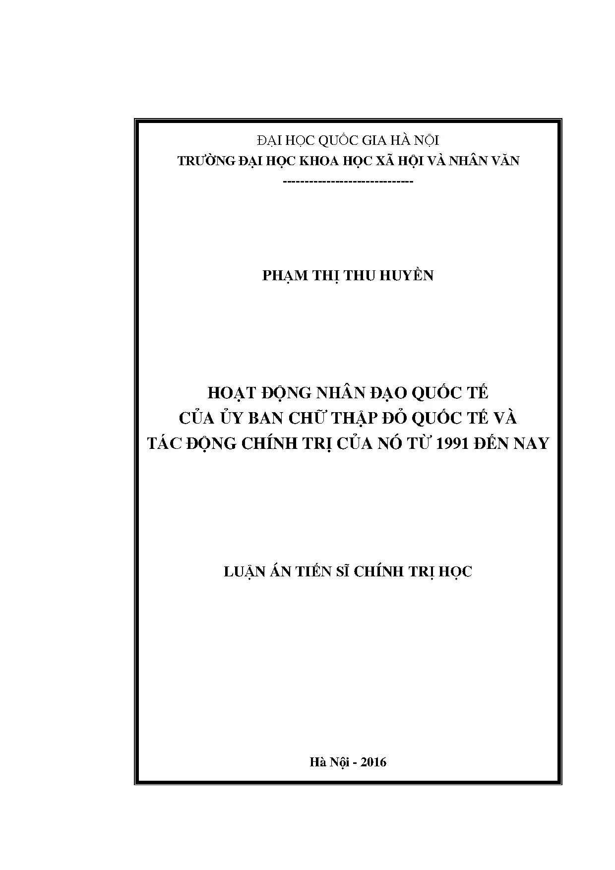 Luận án tiến sĩ hoạt động nhân đạo quốc tế của ủy ban chữ th