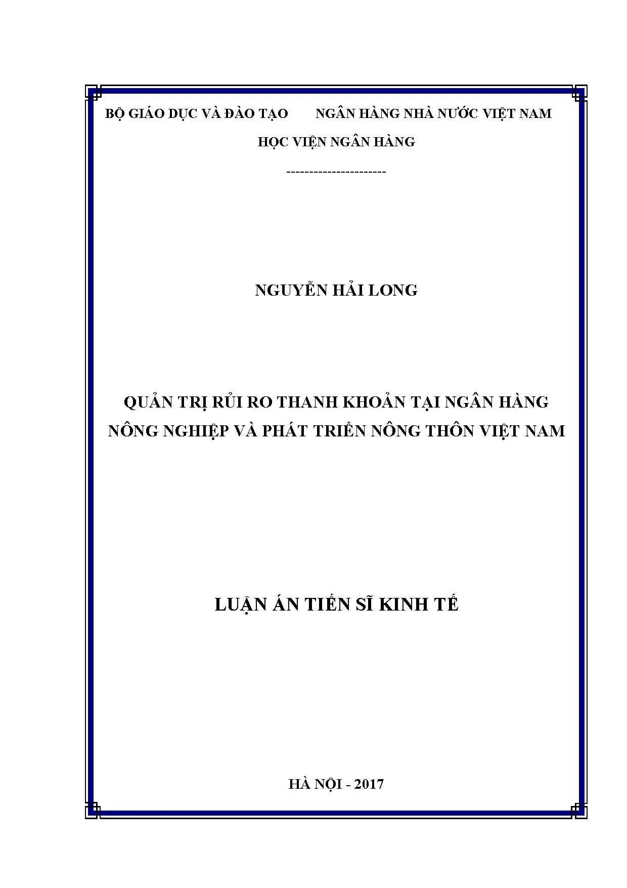 Quản trị rủi ro thanh khoản tại Ngân hàng Nông nghiệp Việt Nam