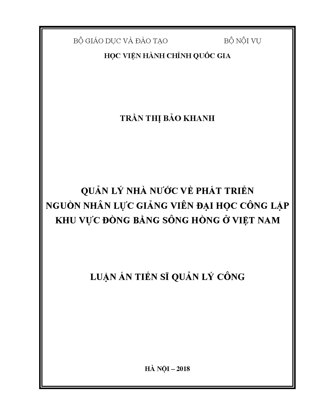 Quản lý nhà nước phát triển nguồn nhân lực giảng viên đại học