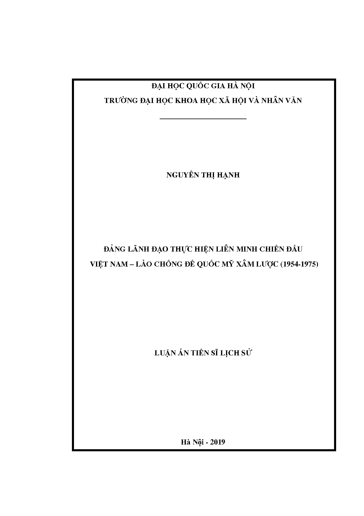 Luận án tiến sĩ đảng lãnh đạo thực hiện liên minh chiến đấu