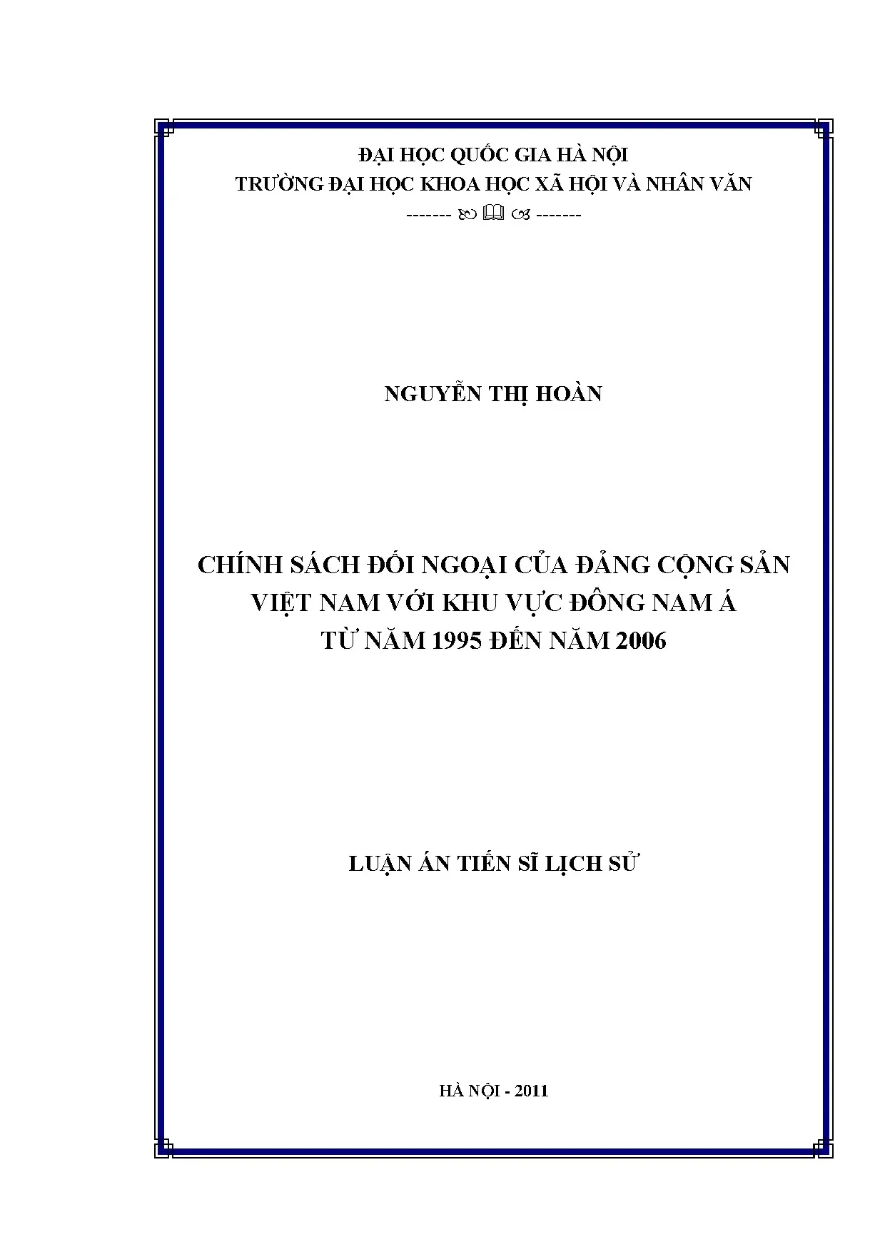 Luận án tiến sĩ chính sách đối ngọai của đảng cộng sản việt