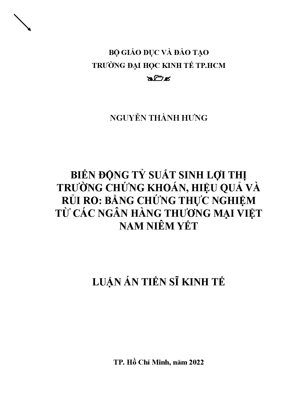 Luận án tiến sĩ biến động tỷ suất sinh lợi thị trường chứng