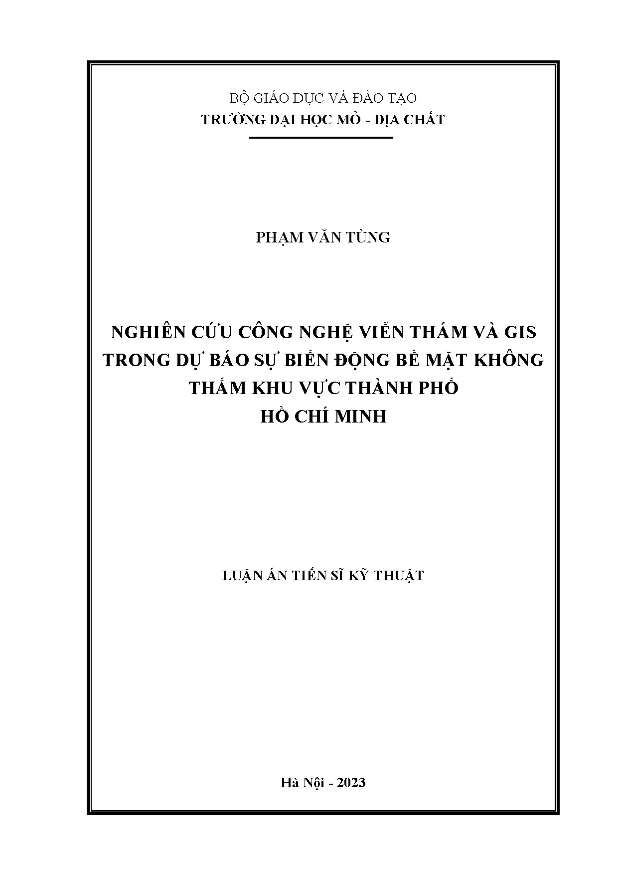 Viễn thám và GIS dự báo biến động bề mặt không thấm TP.HCM
