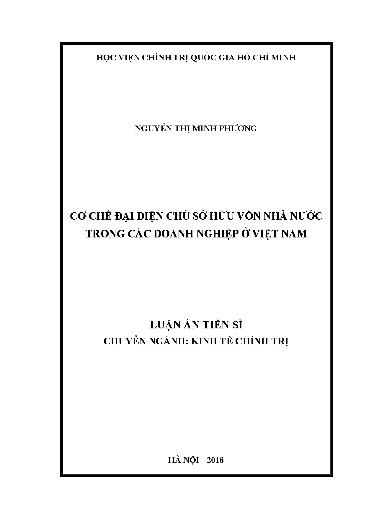 Cơ chế đại diện chủ sở hữu vốn nhà nước trong doanh nghiệp Việt Nam