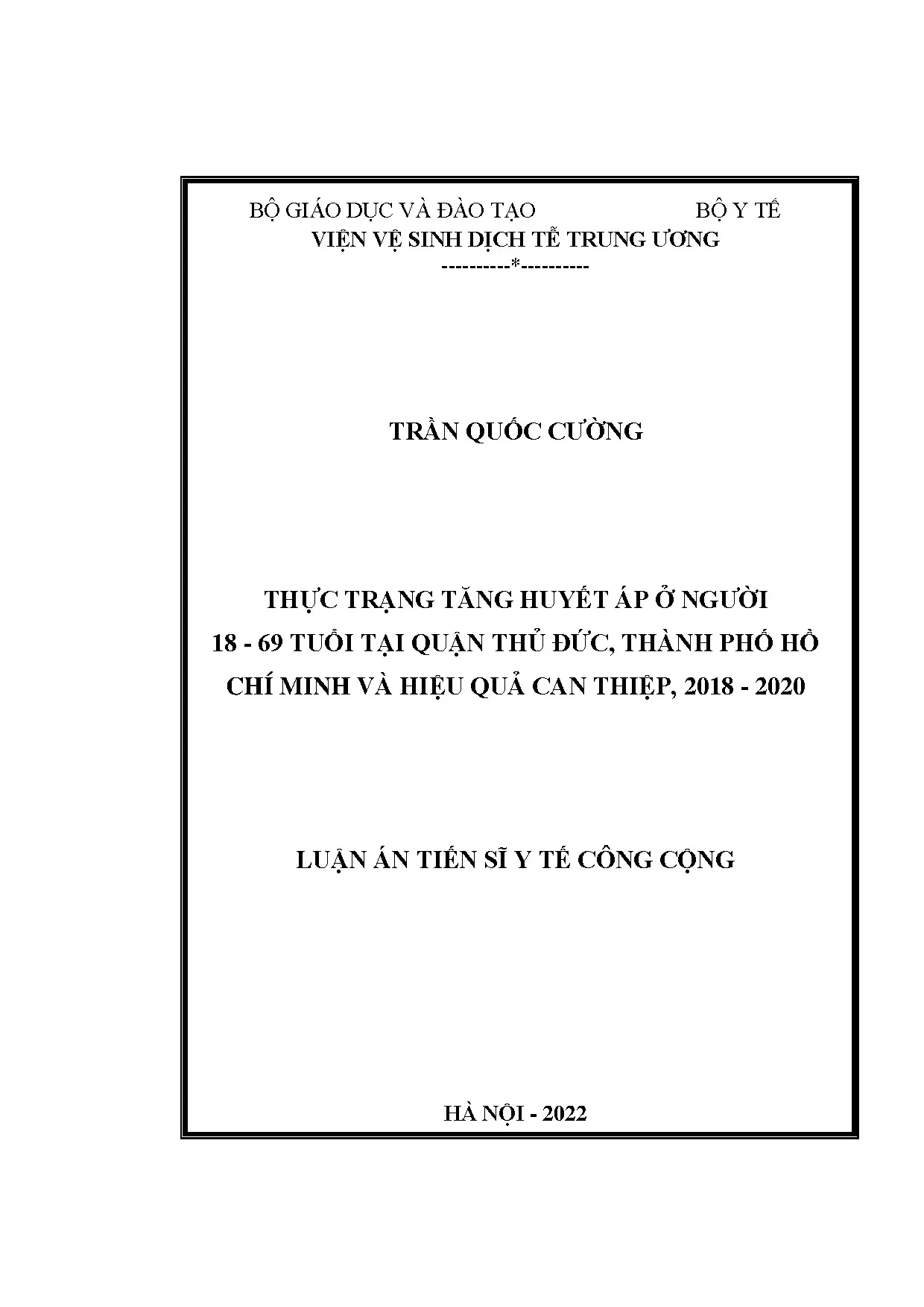Luận án tiến sĩ thực trạng tăng huyết áp ở người 18 69 tuổi