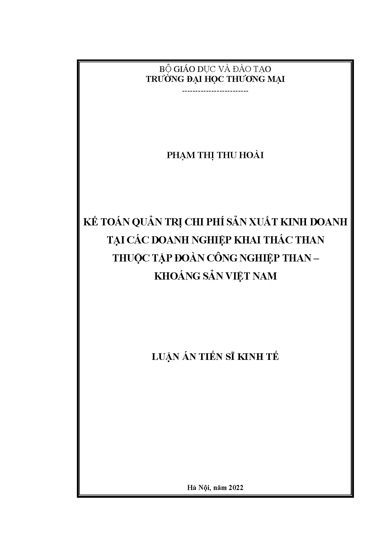 Luận án tiến sĩ kế toán quản trị chi phí sản xuất kinh doanh