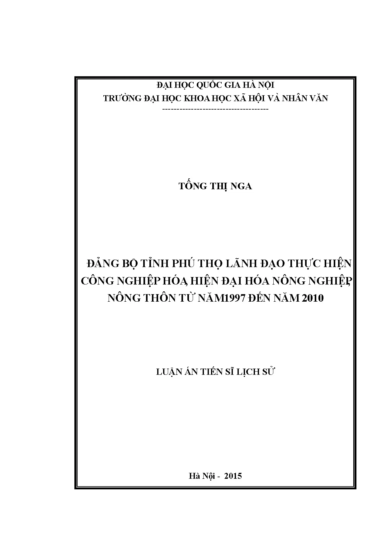 Luận án tiến sĩ đảng bộ tỉnh phú thọ lãnh đạo thực hiện công