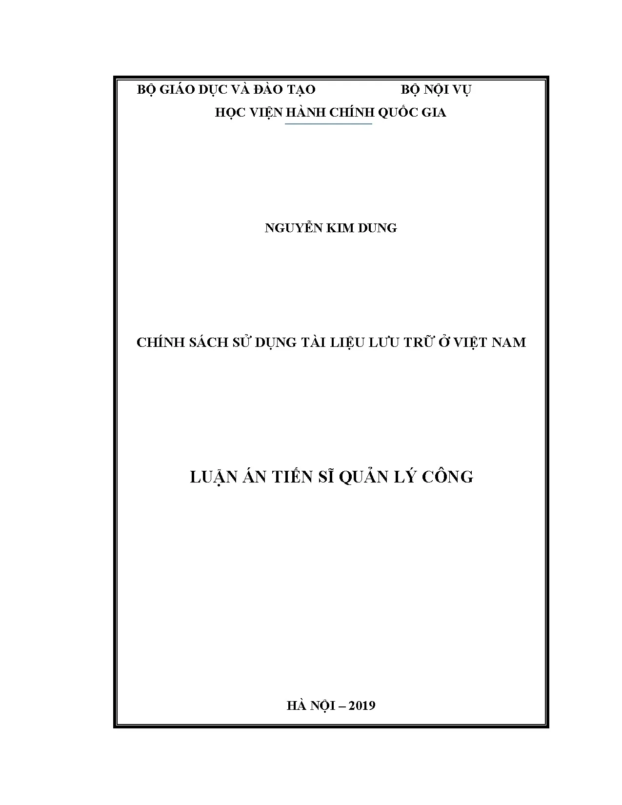 Luận án sử dụng tài liệu lưu trữ ở Việt Nam
