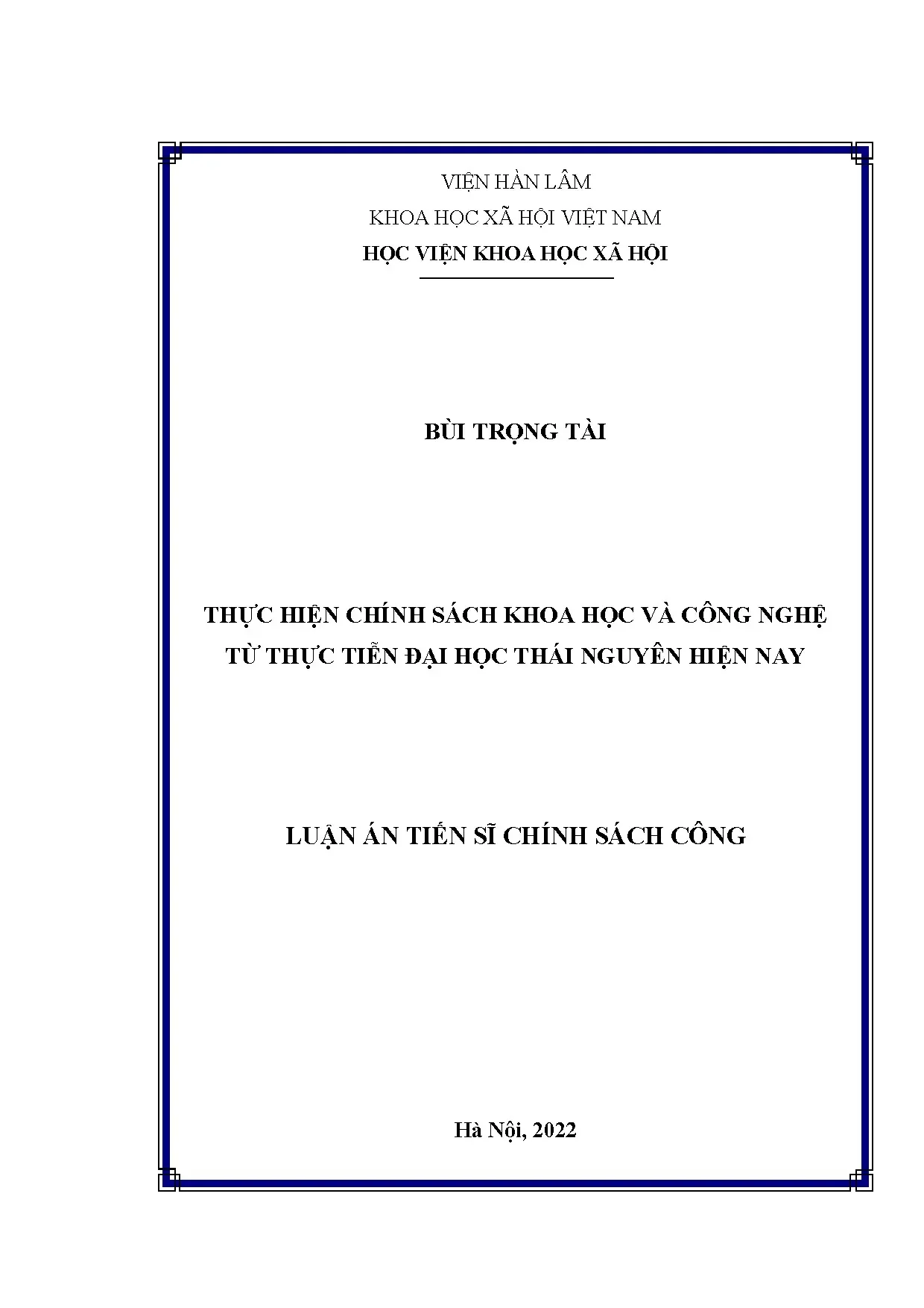 Luận án tiến sĩ thực hiện chính sách khoa học và công nghệ t