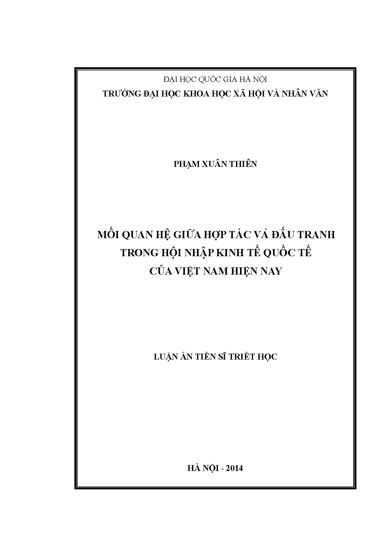Luận án tiến sĩ mối quan hệ giữa hợp tác và đấu tranh trong
