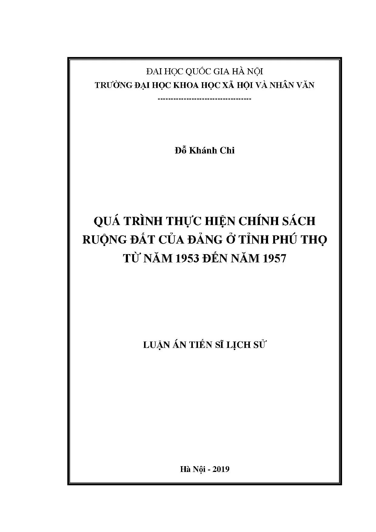 Luận án tiến sĩ quá trình thực hiện chính sách ruộng đất của
