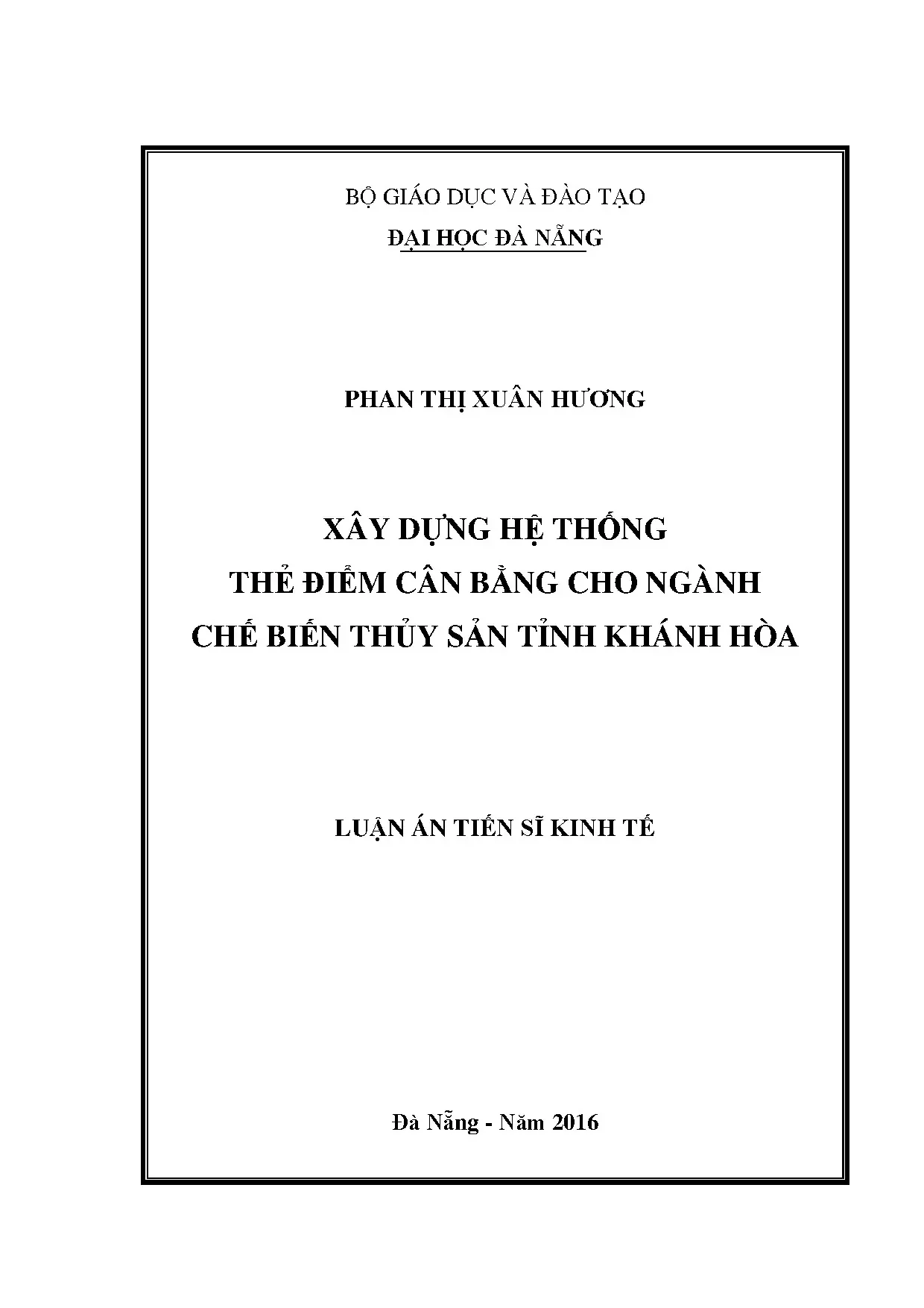 Xây dựng hệ thống thẻ điểm cân bằng ngành chế biến thủy sản