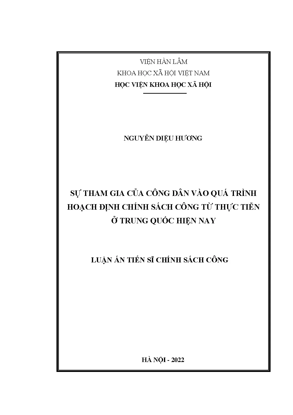 Luận án tiến sĩ sự tham gia của công dân vào quá trình hoạch