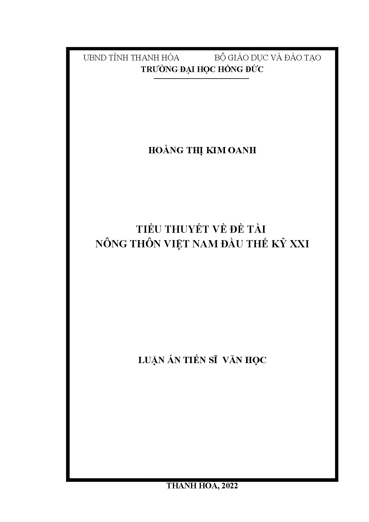 Luận án tiến sĩ tiểu thuyết về đề tài nông thôn việt nam đầu