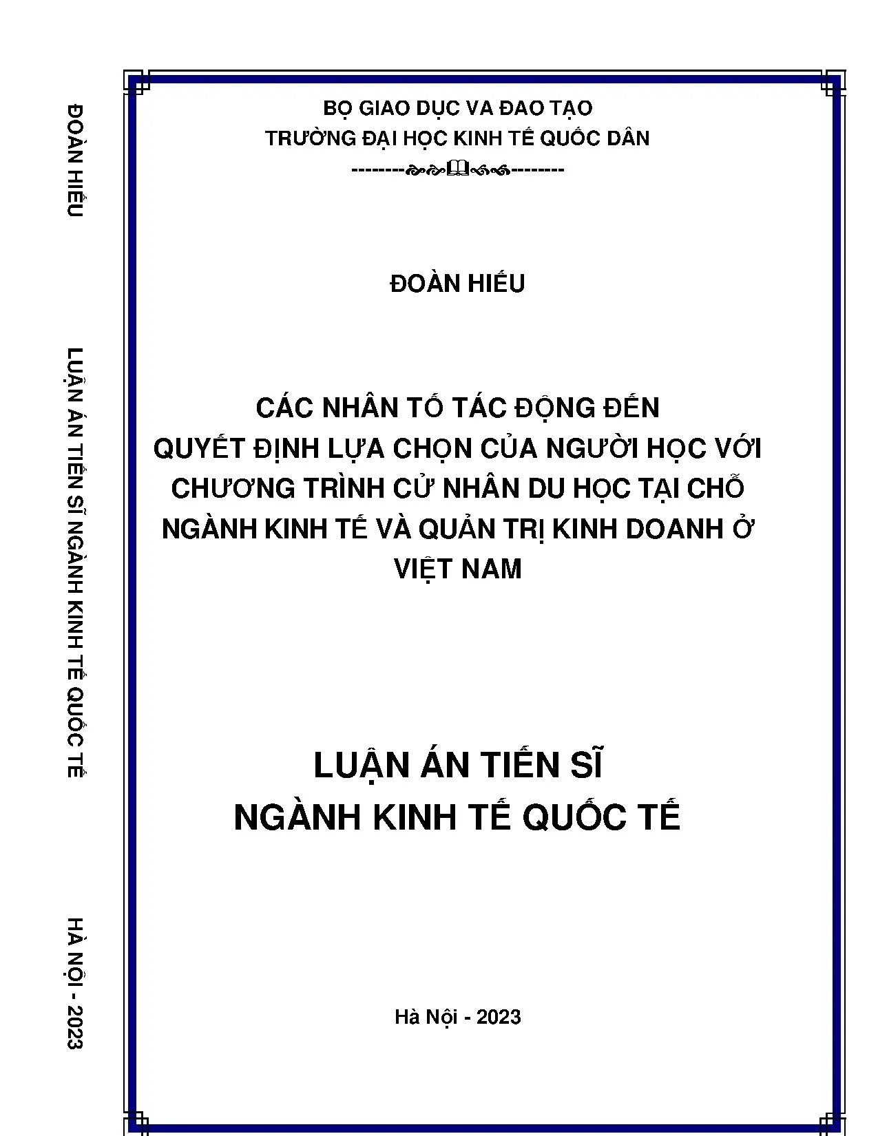 Nhân tố tác động đến quyết định chọn du học tại chỗ ngành Kinh tế
