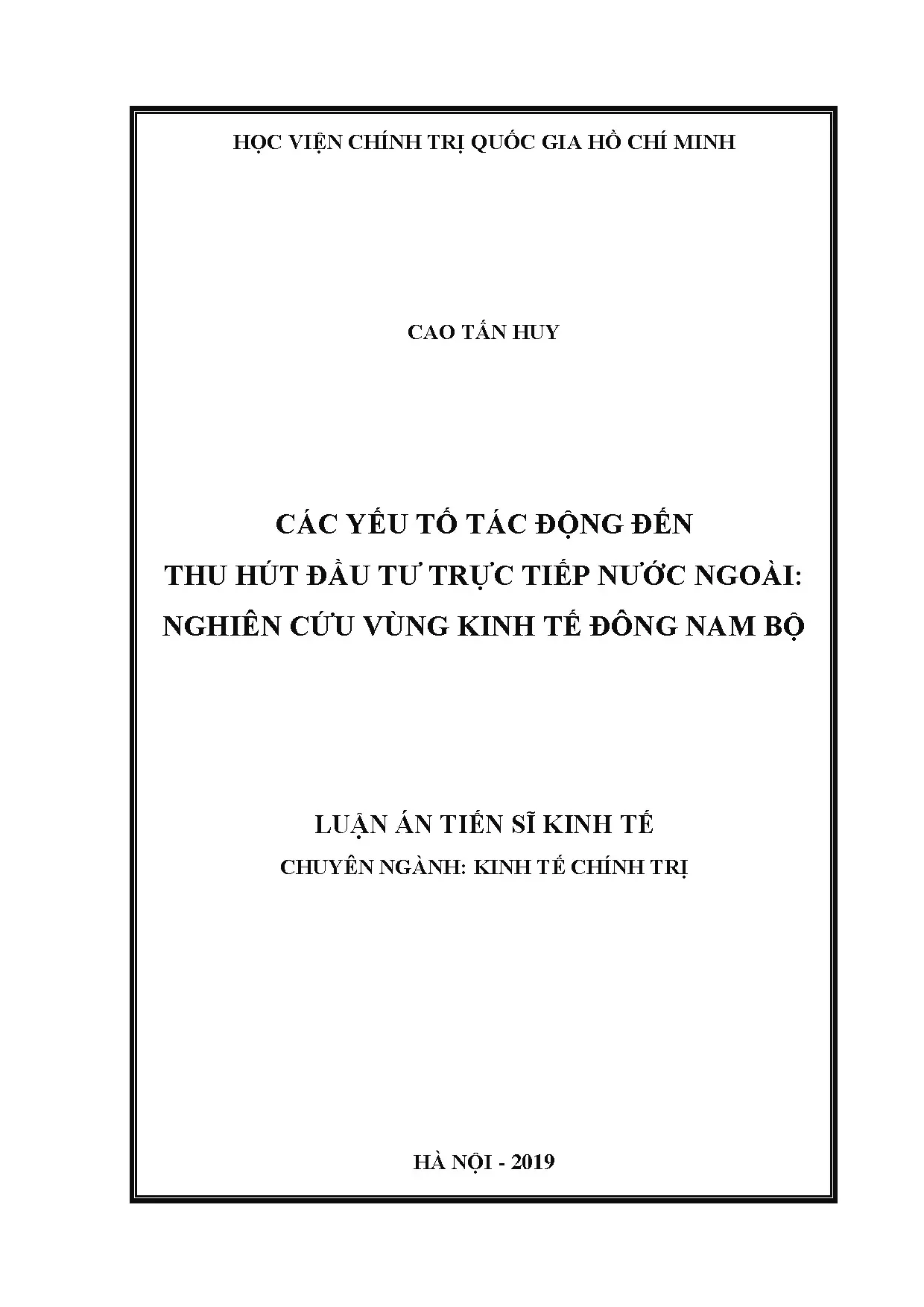 Yếu tố tác động đến thu hút FDI tại vùng Đông Nam Bộ