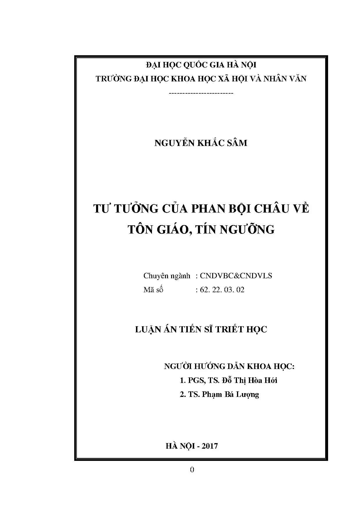 Luận án tiến sĩ tư tưởng của phan bội châu về tôn giáo tín n