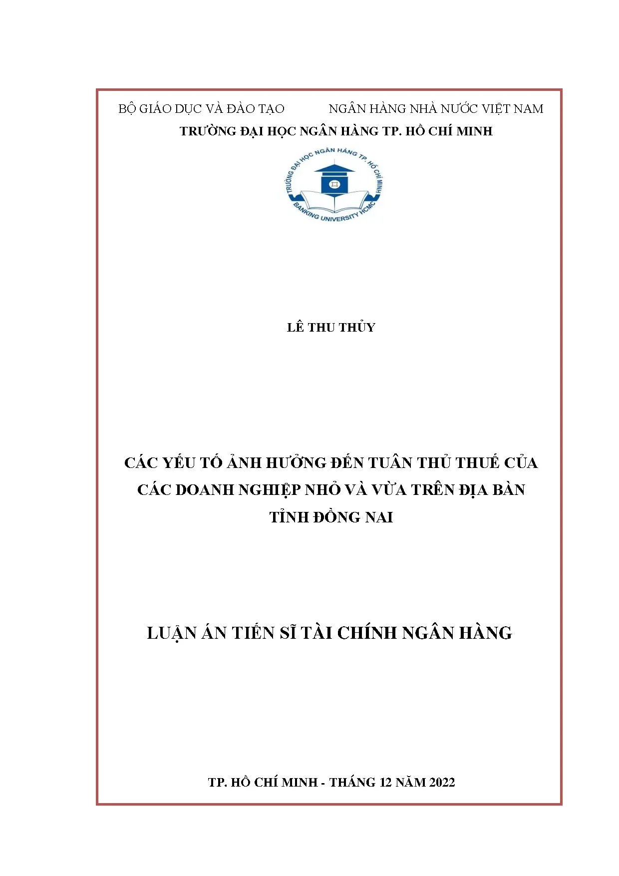 Luận án tiến sĩ các yếu tố ảnh hưởng đến tuân thủ thuế của c