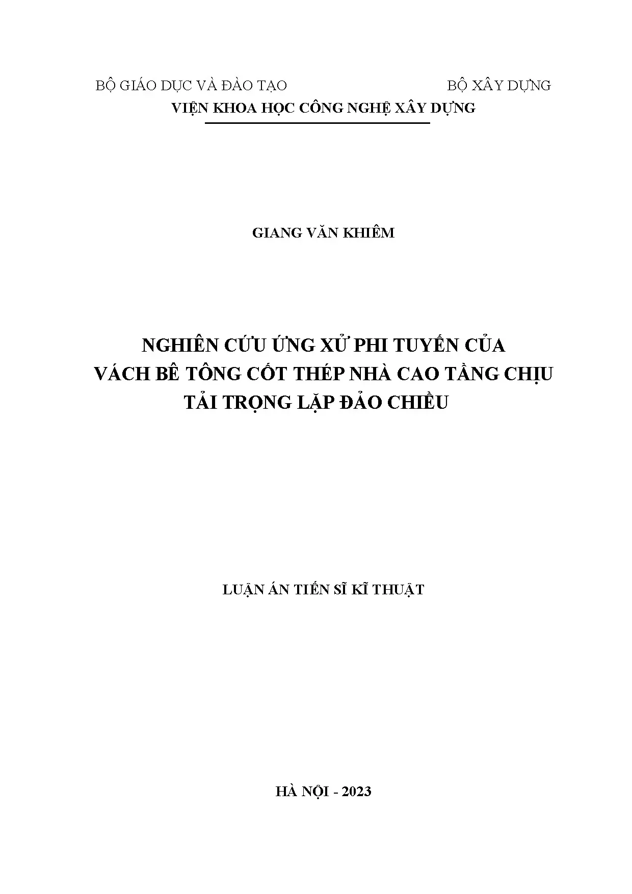 Ứng xử phi tuyến vách bê tông cốt thép nhà cao tầng