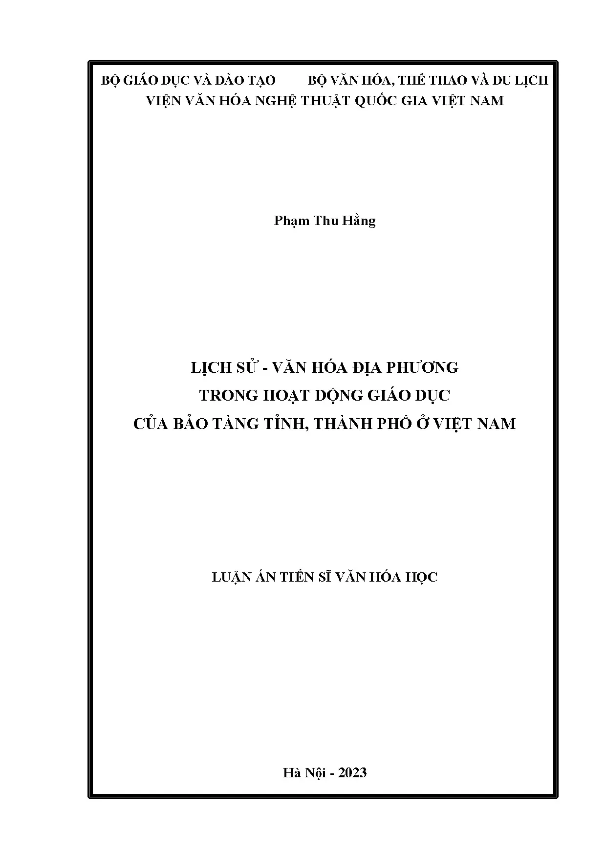 Lịch sử văn hóa địa phương trong hoạt động giáo dục bảo tàng