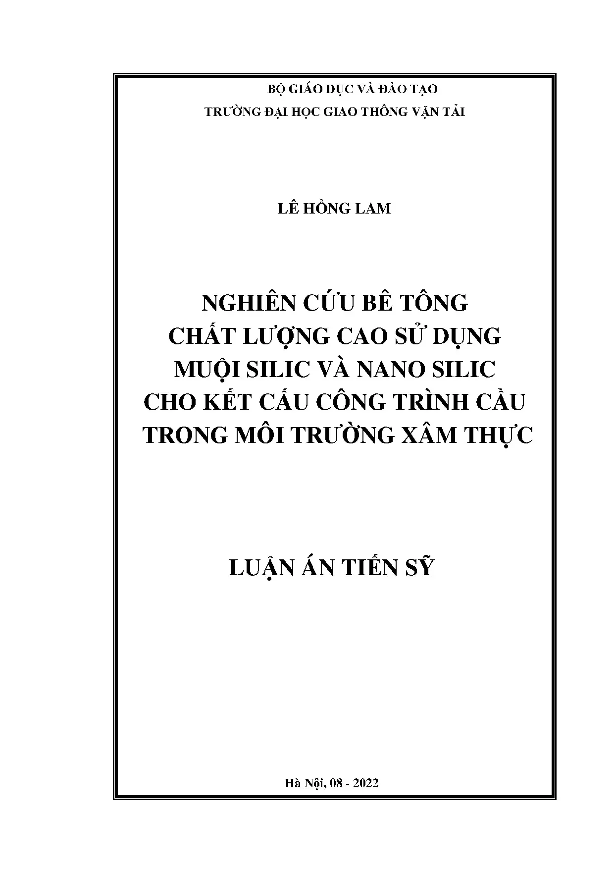Luận án tiến sĩ nghiên cứu bê tông chất lượng cao sử dụng mu