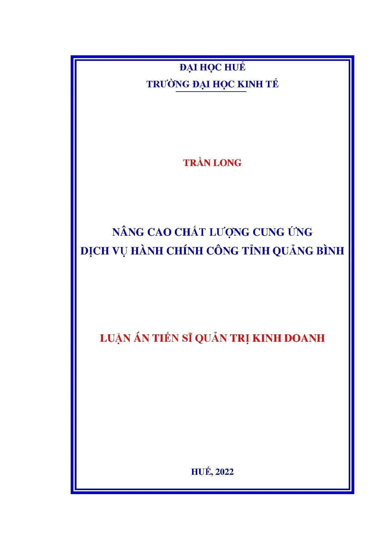 Luận án tiến sĩ nâng cao chất lượng cung ứng dịch vụ hành ch