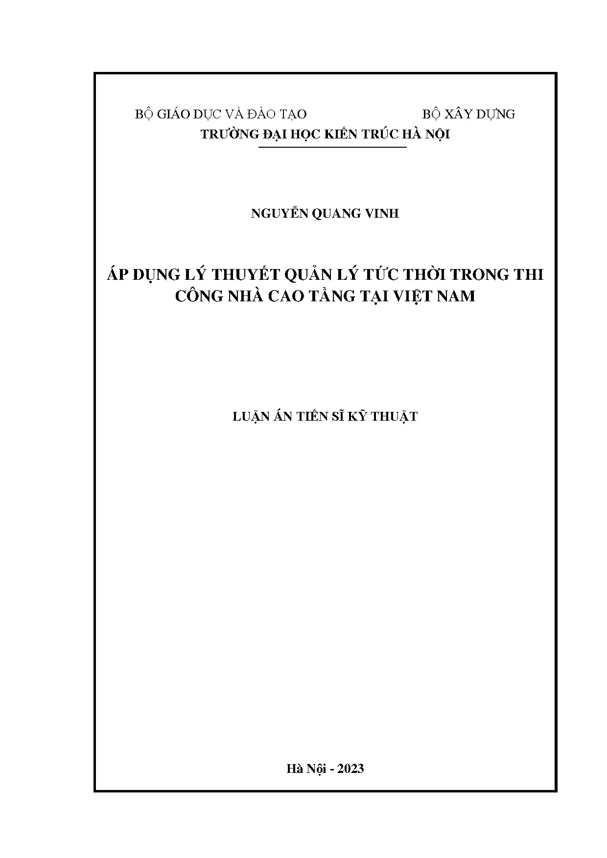 Áp dụng lý thuyết quản lý tức thời trong xây dựng nhà cao tầng