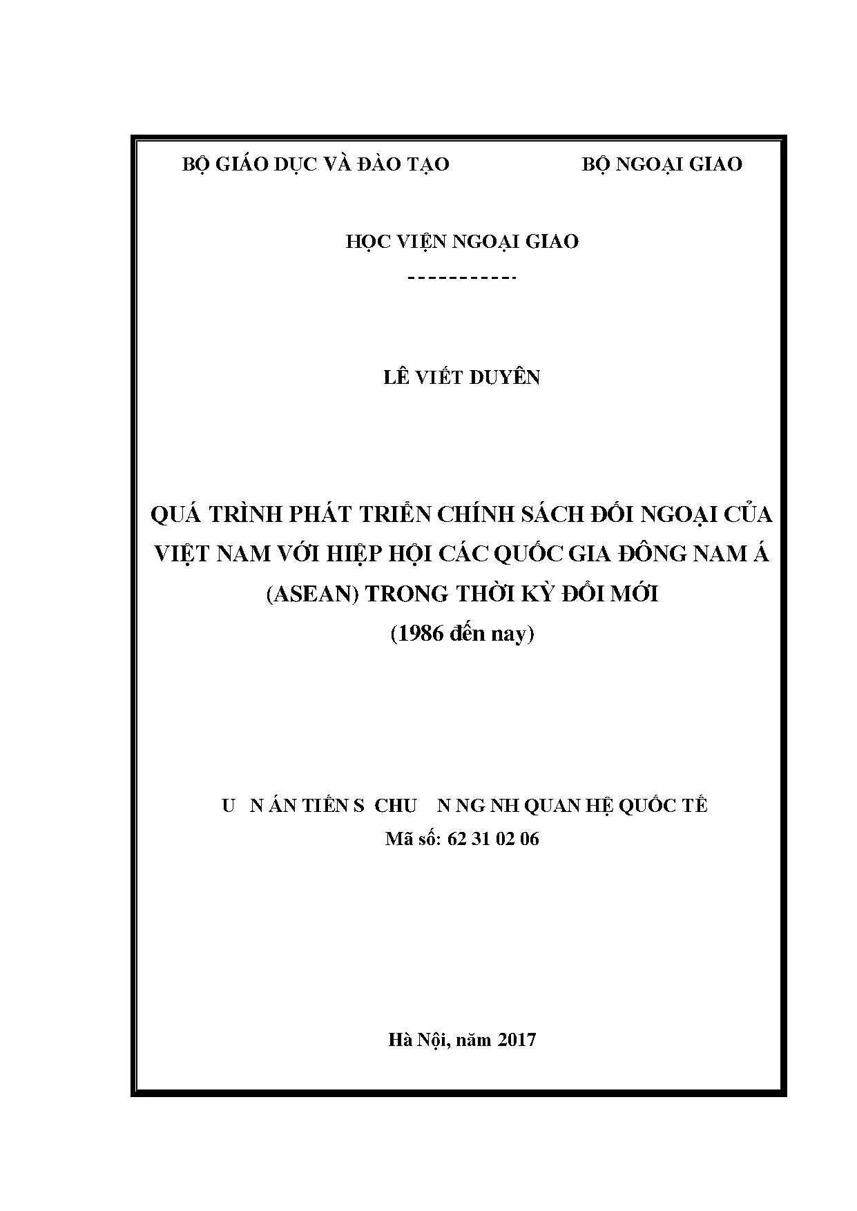 Chính sách đối ngoại Việt Nam-ASEAN Đổi mới 1986-2016
