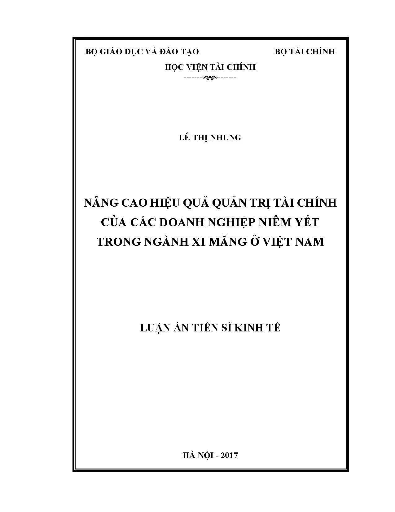 Nâng cao quản trị tài chính doanh nghiệp xi măng niêm yết