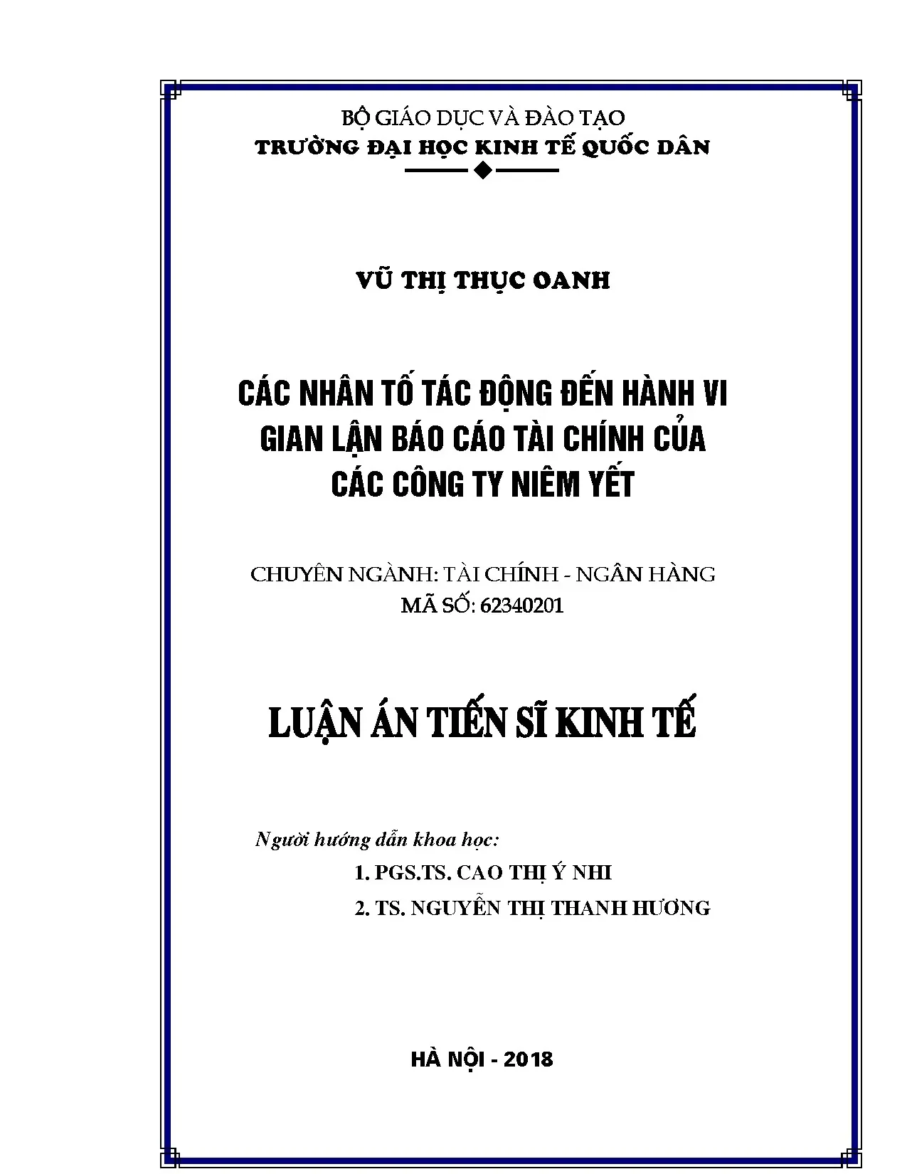 Các nhân tố ảnh hưởng gian lận BCTC của các công ty niêm yết