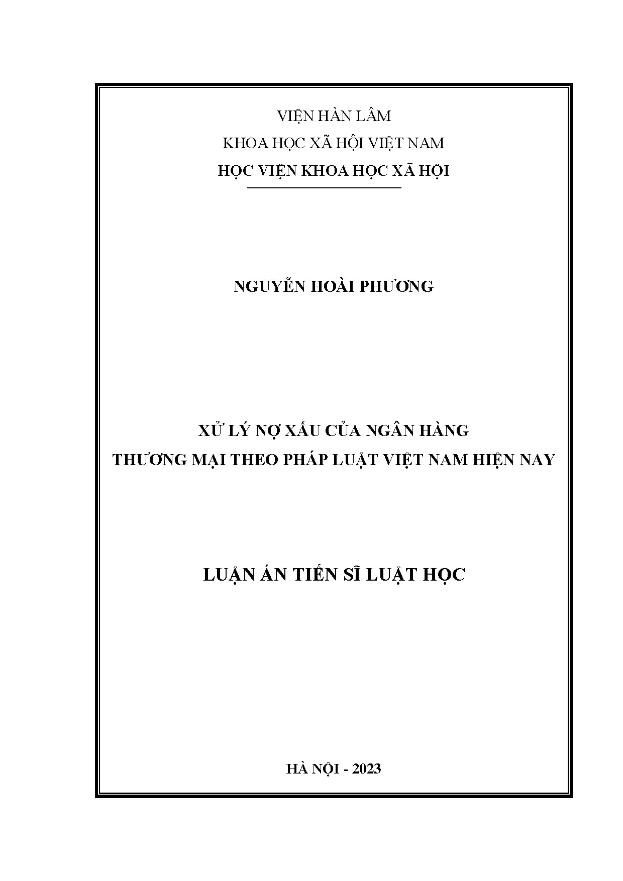 Xử lý nợ xấu ngân hàng thương mại theo pháp luật Việt Nam
