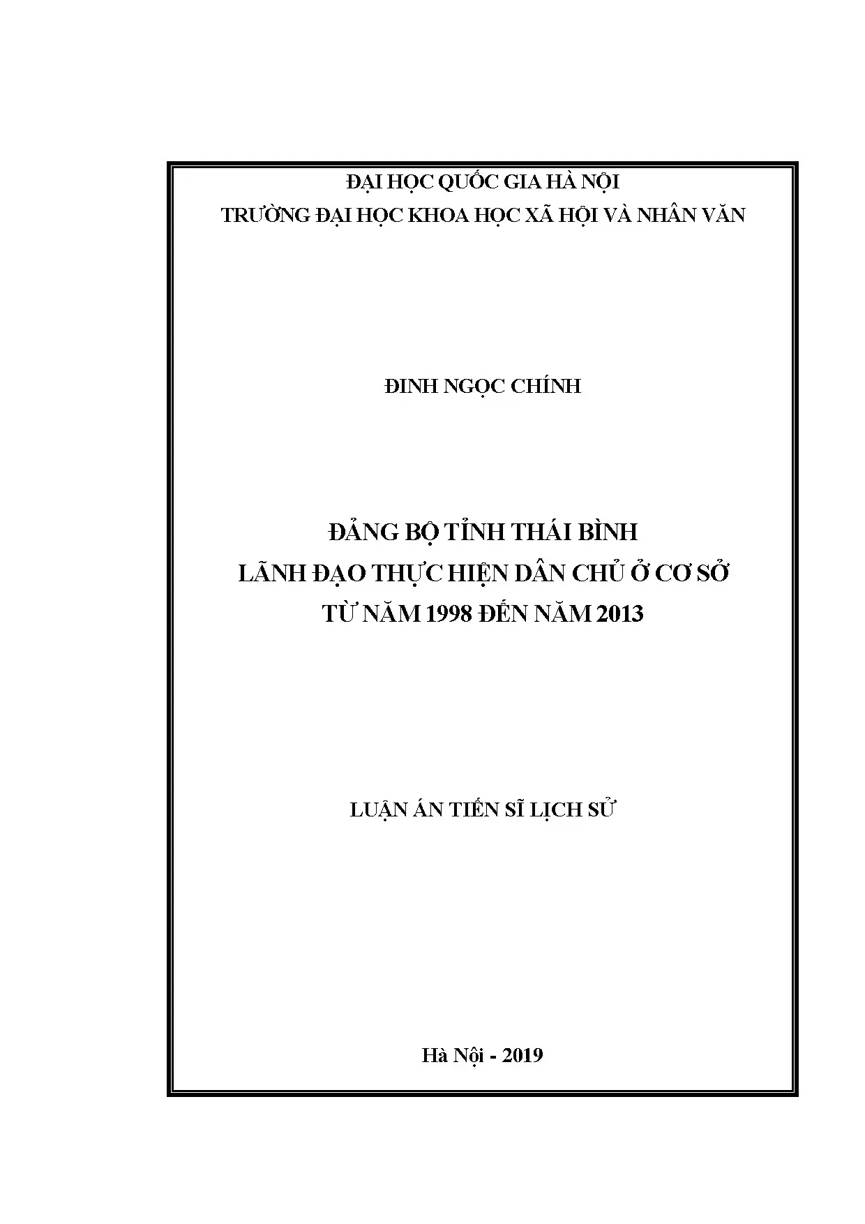 Luận án tiến sĩ đảng bộ tỉnh thái bình lãnh đạo thực hiện dâ
