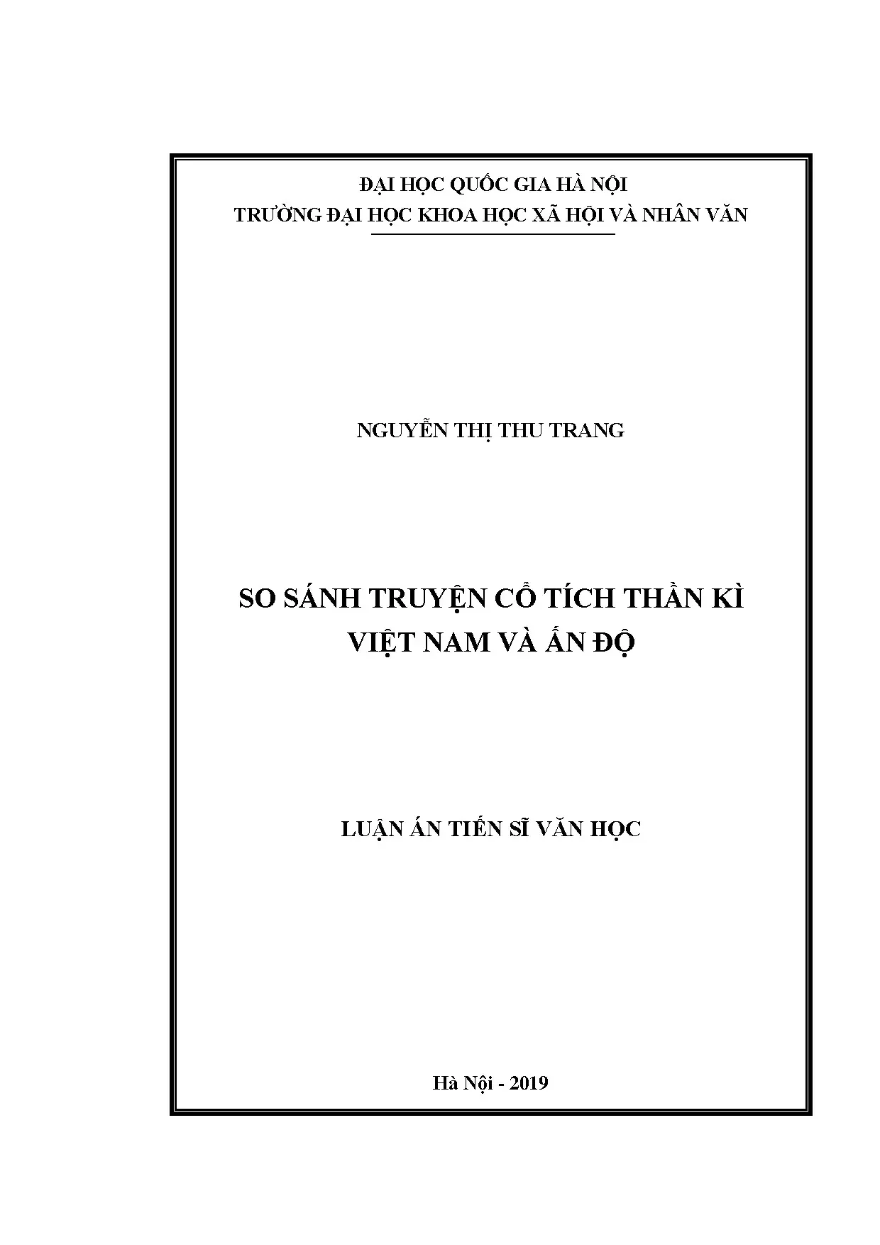 Luận án tiến sĩ so sánh truyện cổ tích thần kì việt nam và ấ