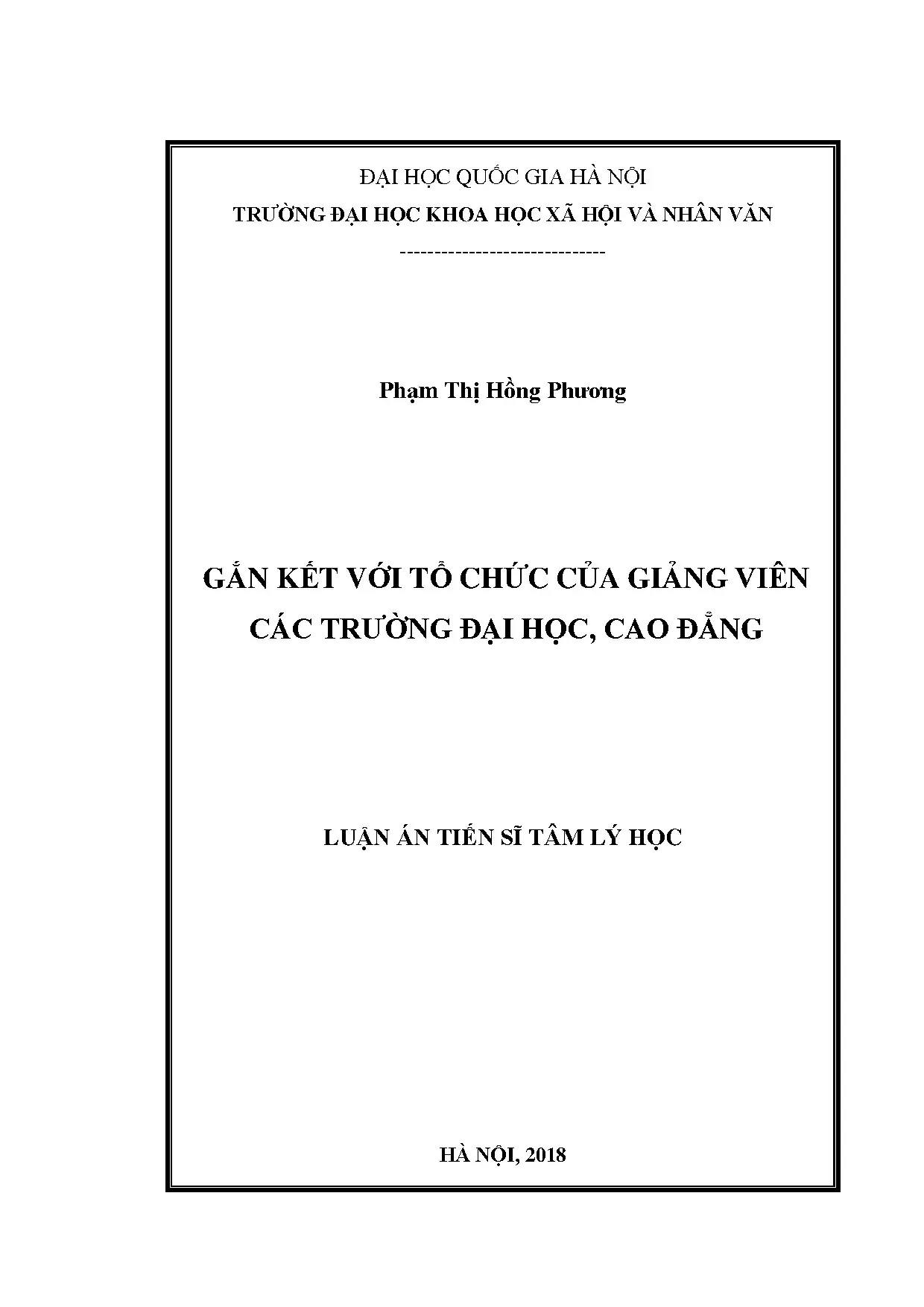Luận án tiến sĩ gắn kết với tổ chức của giảng viên các trườn
