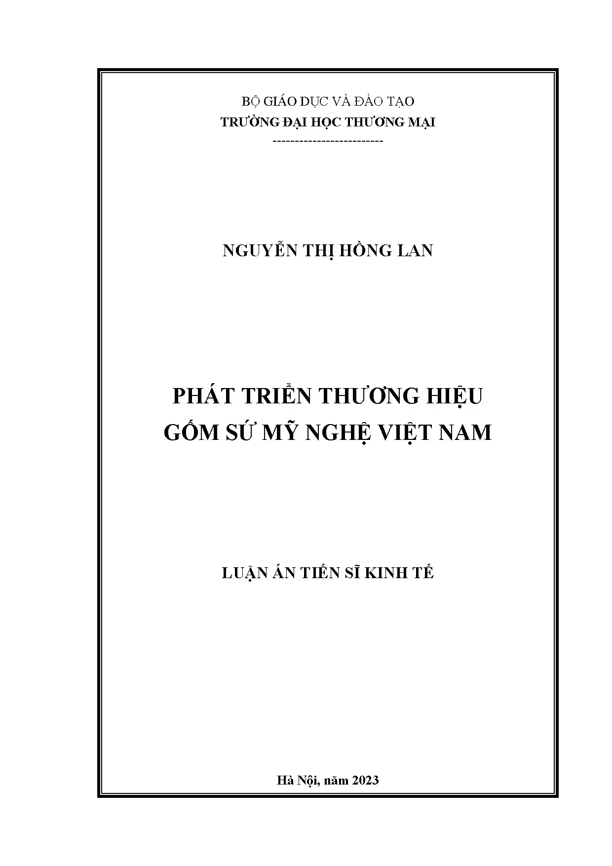 Luận án phát triển thương hiệu gốm sứ mỹ nghệ Việt Nam