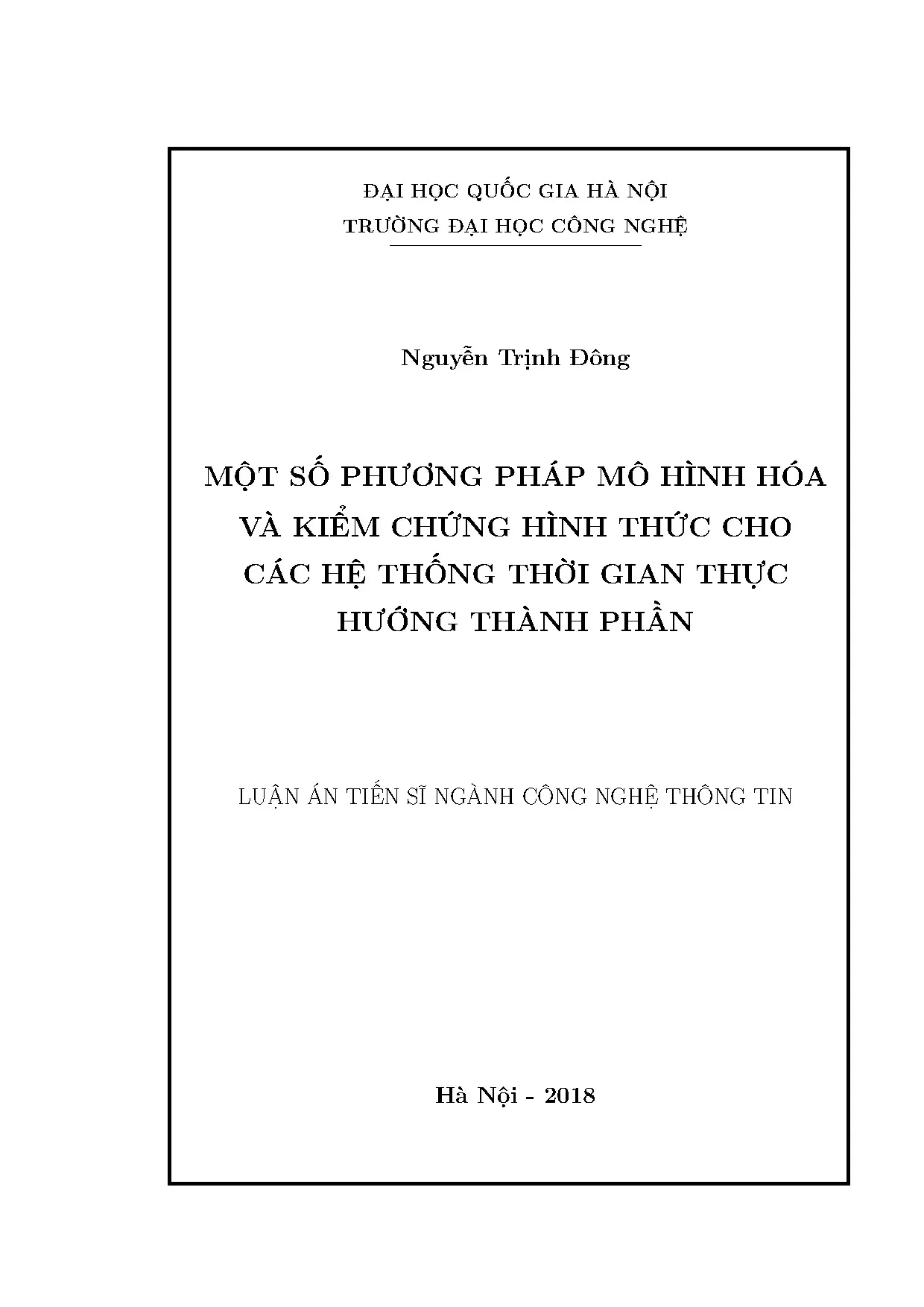 Luận án tiến sĩ một số phương pháp mô hình hoá và kiểm chứng