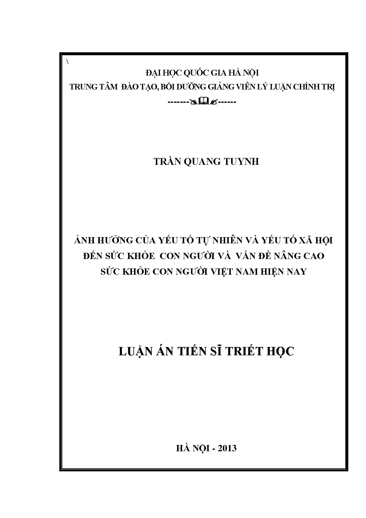 Luận án tiến sĩ ảnh hưởng của yếu tố tự nhiên và yếu tố xã h
