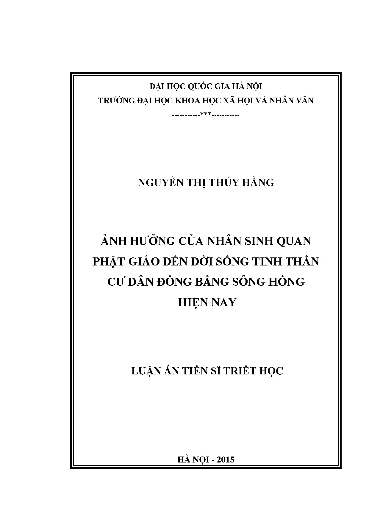 Luận án tiến sĩ ảnh hưởng của nhân sinh quan phật giáo đến đ