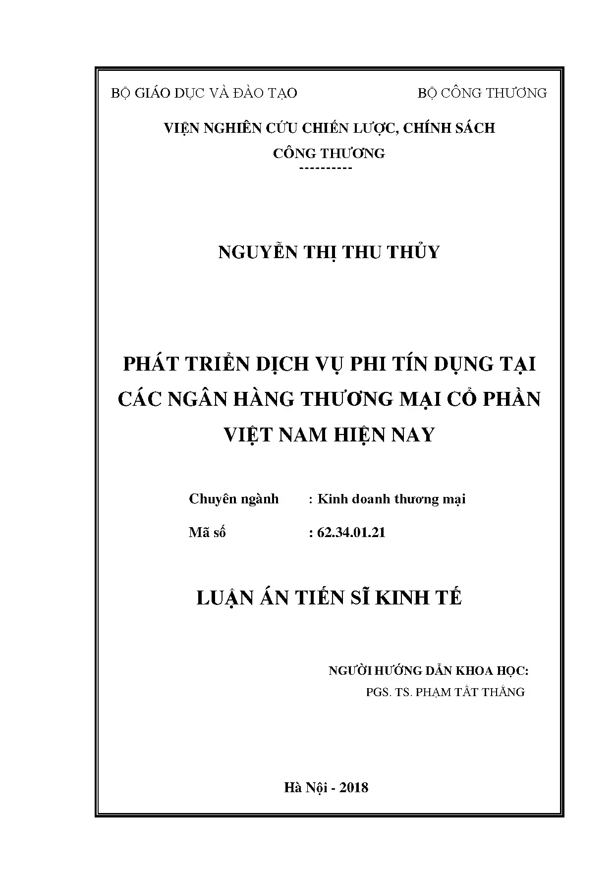 Phát triển dịch vụ phi tín dụng ngân hàng TMCP Việt Nam